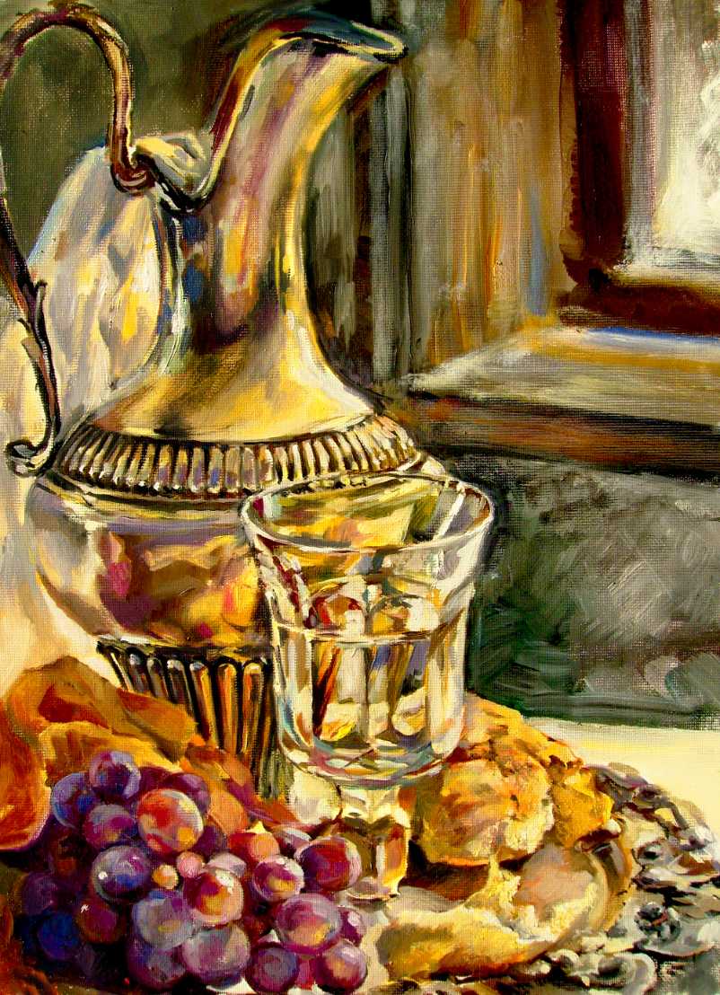 Classic realistic still life with grapes