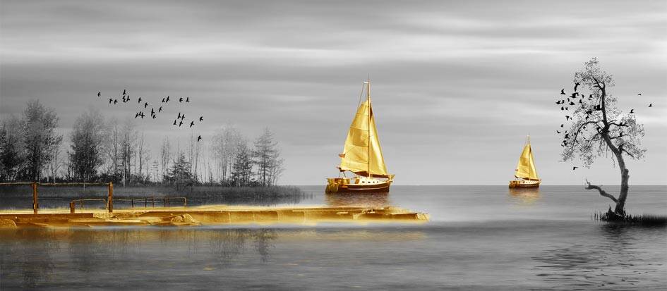 Three Piece Sailing Boat Acrylic Prints