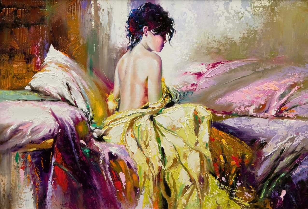 Portrait of the  girl on a bed