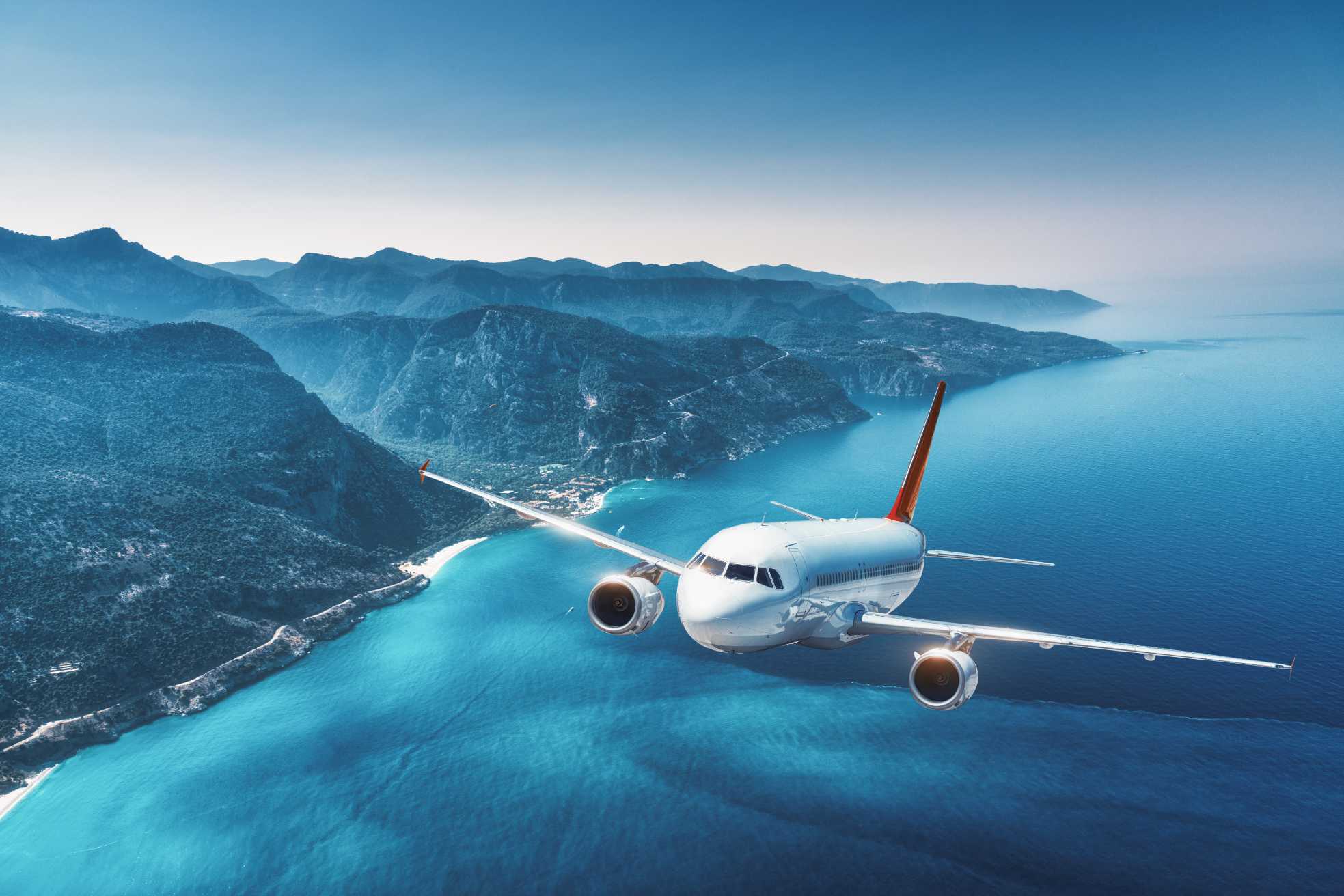 Aircraft Flying Near Island