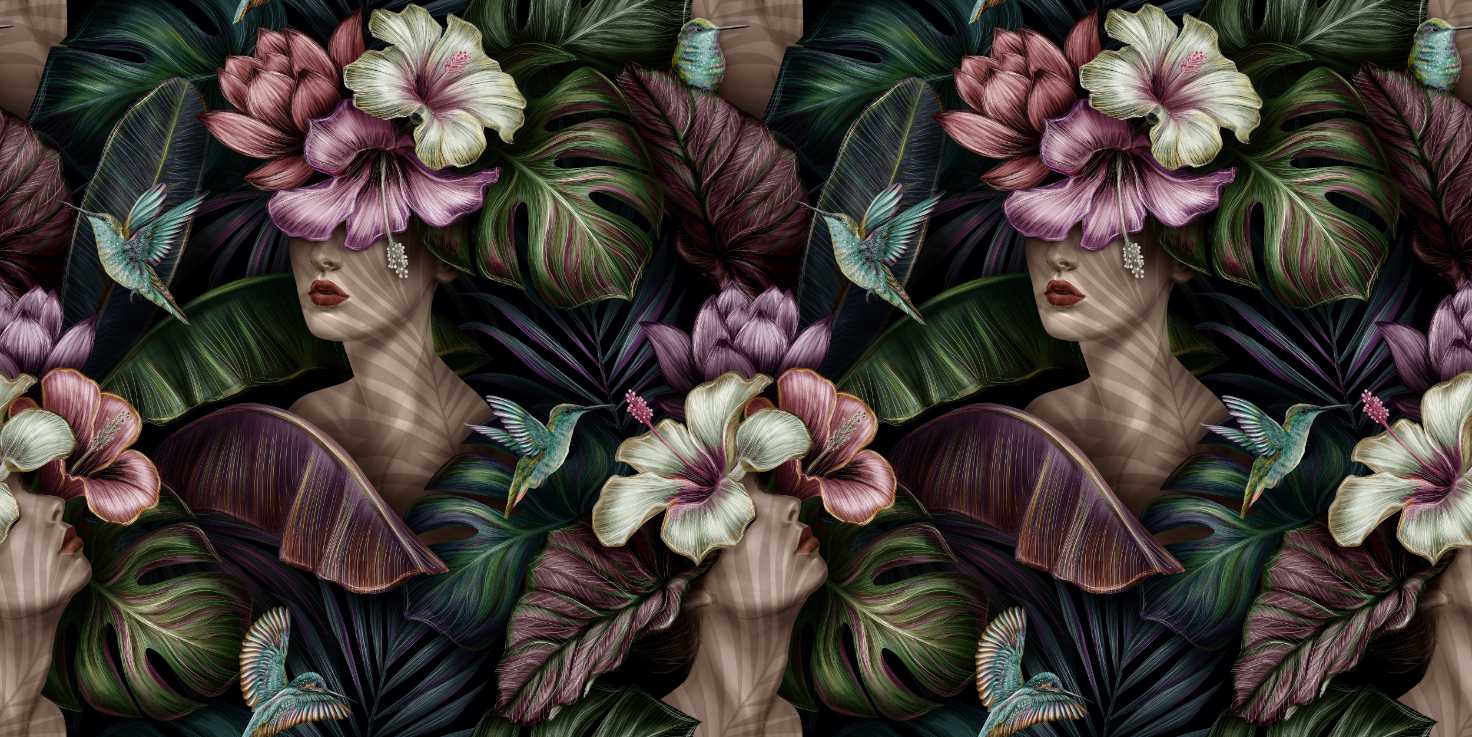 Tropical Exotic Pattern with Woman