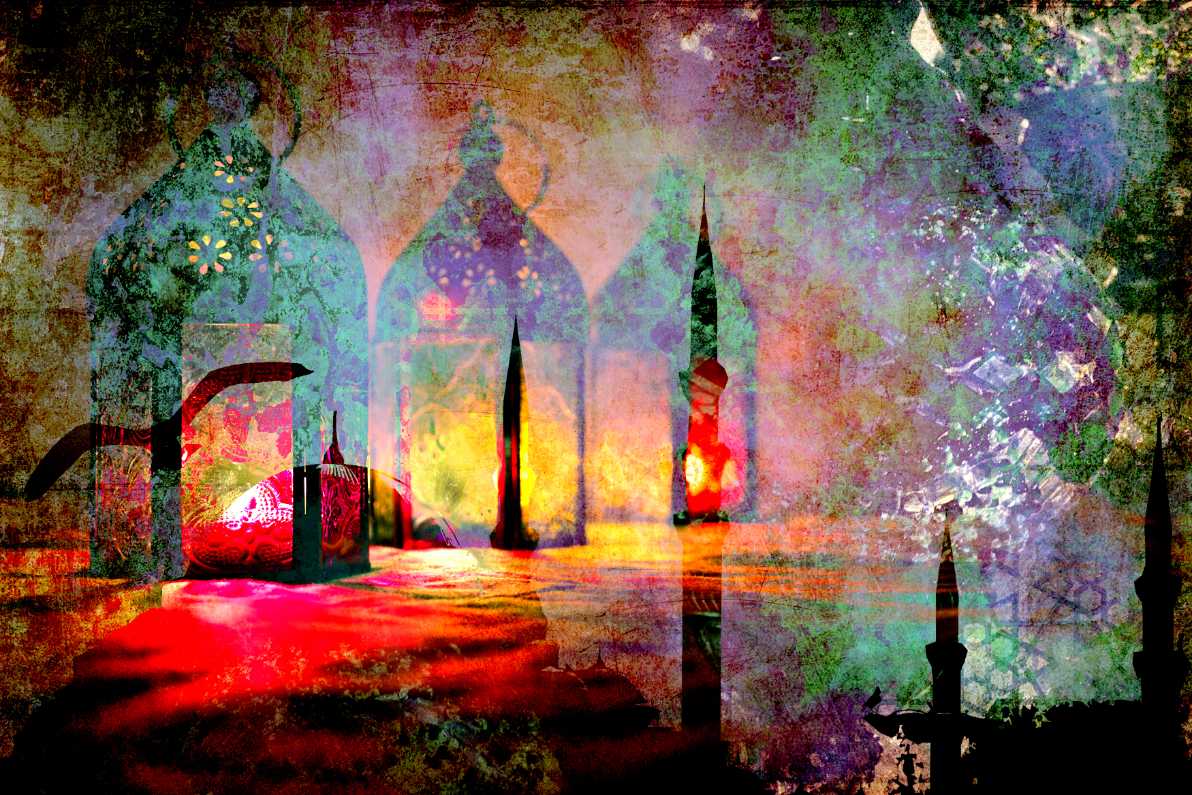 Colourful Mosque Silhouette