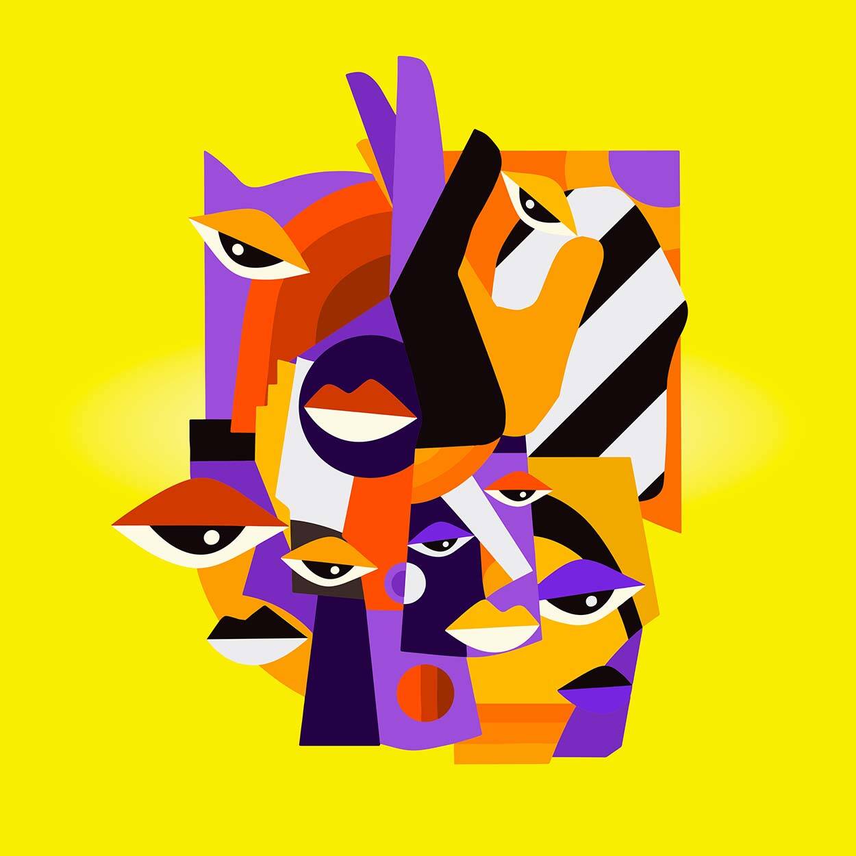 Colorful Cubism Acrylic Prints