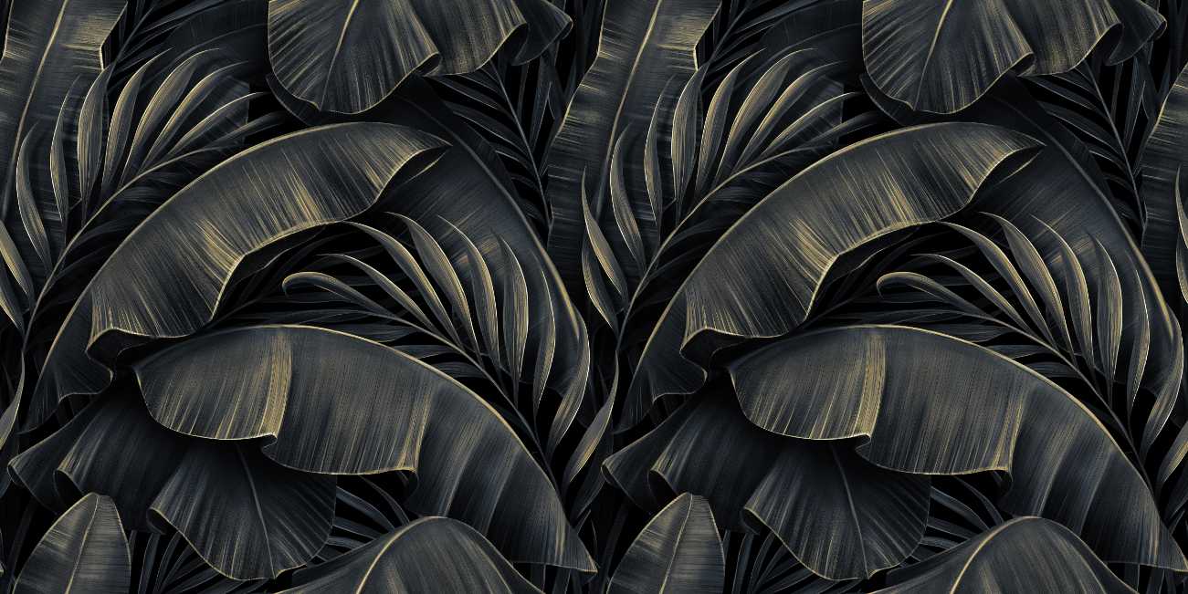 Golden Dark Tropical Leaves