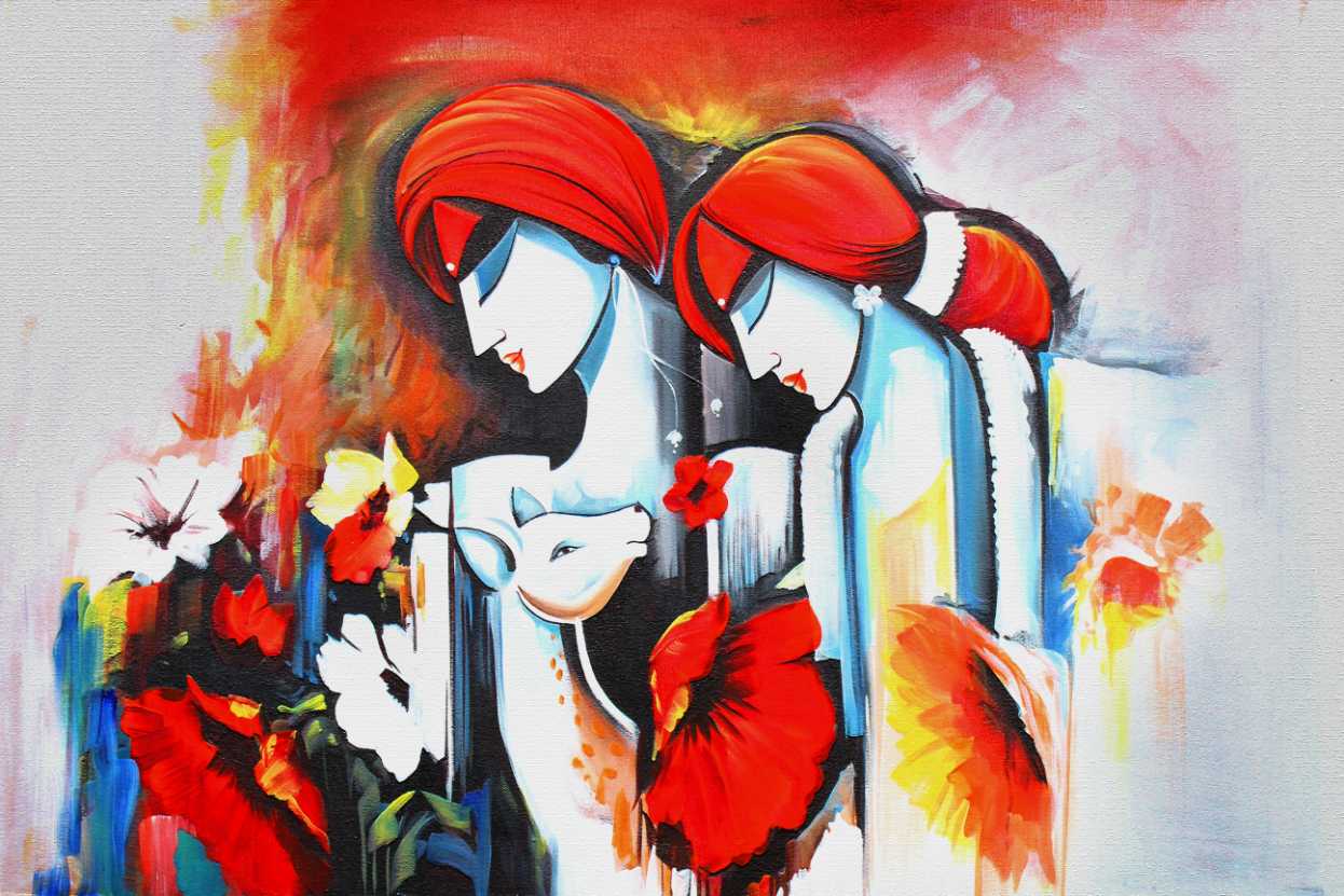 Lord Radha Krishna with abstract