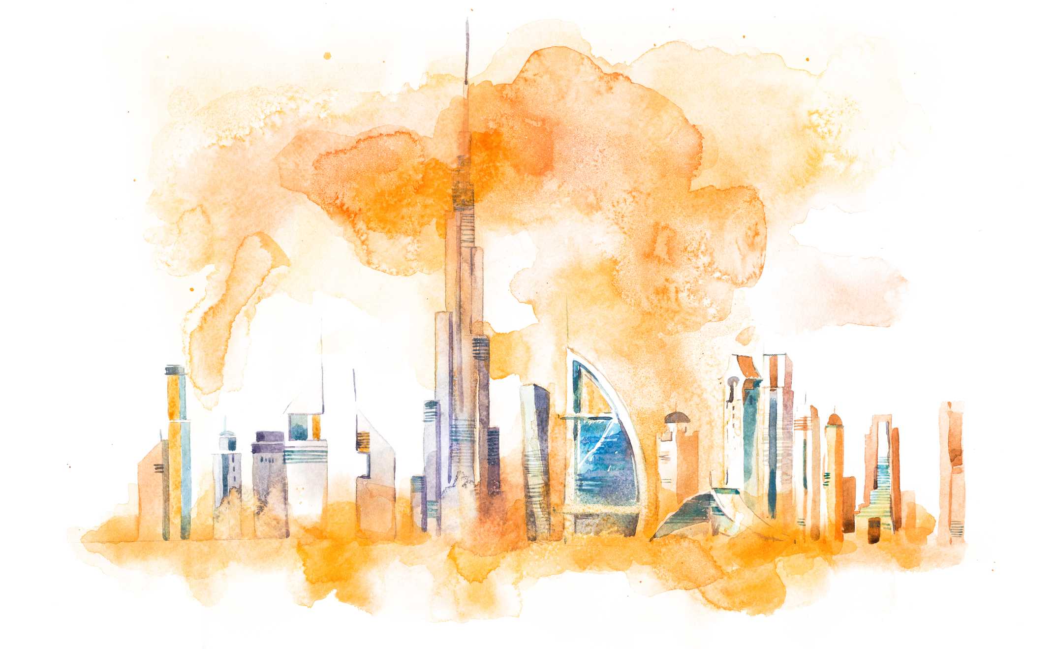 Dubai Skyline orange