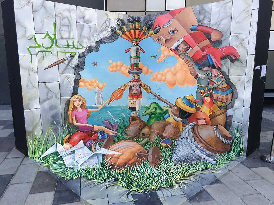 Kid colourful surreal graffiti art