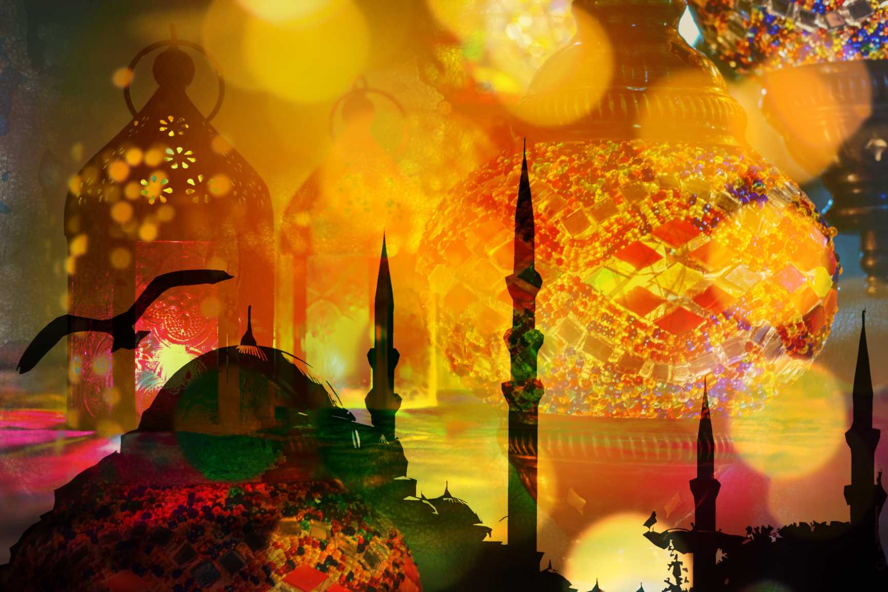 Mosque in Yellow Background