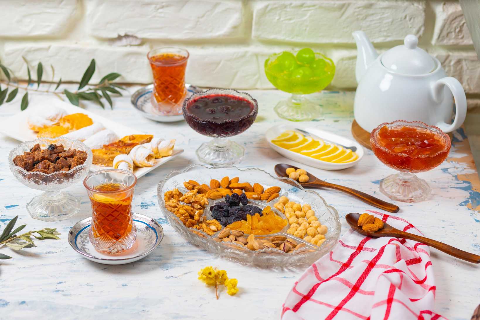 Tea Served with Dry Fruits