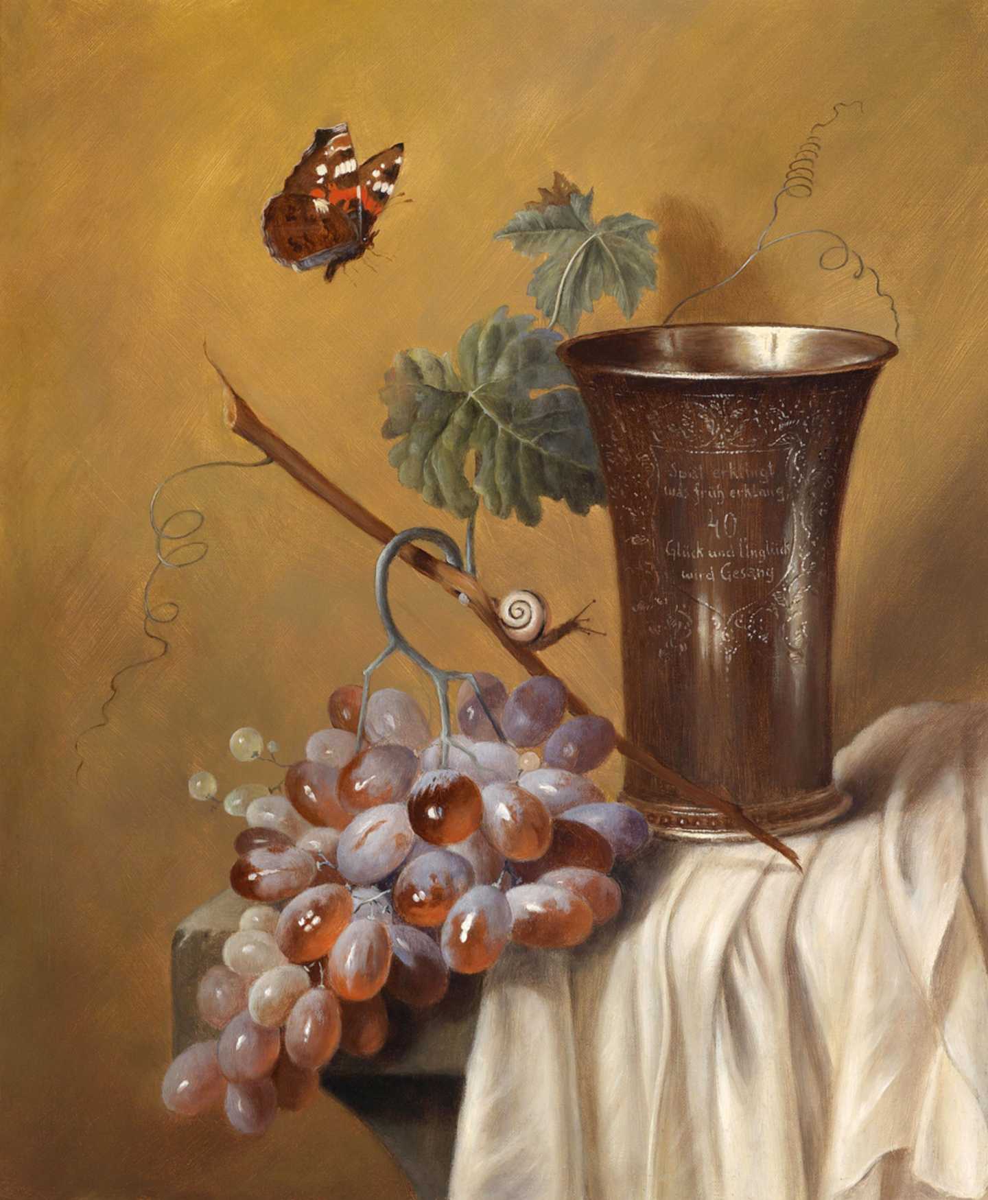 Vintage cup and grape