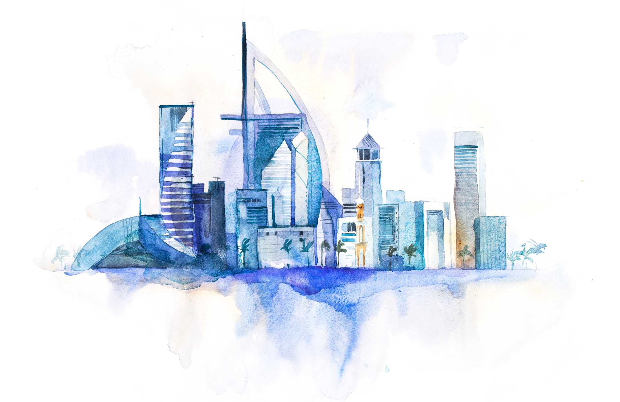 Abudhabi blue watercolour