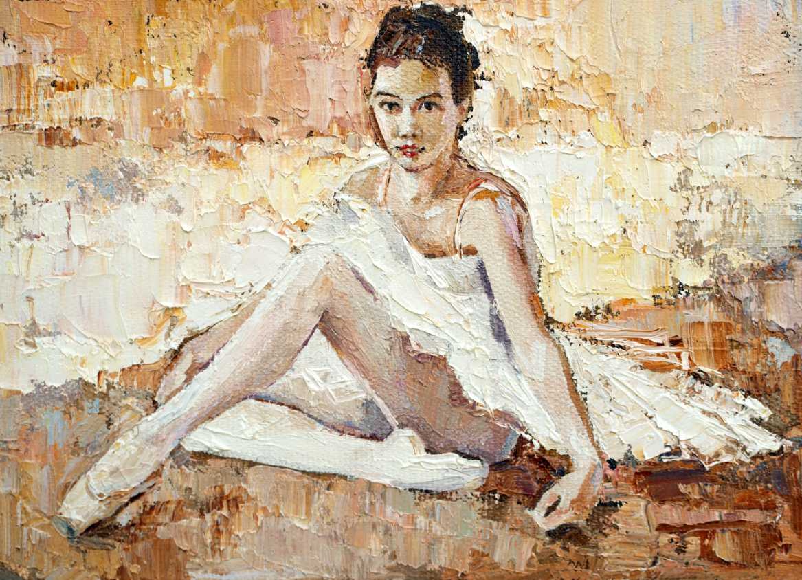 Little ballerina with curly hair
