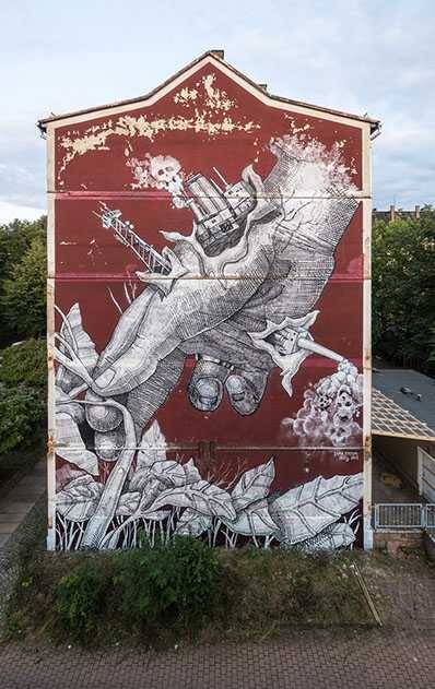 Red and White Abstract painting