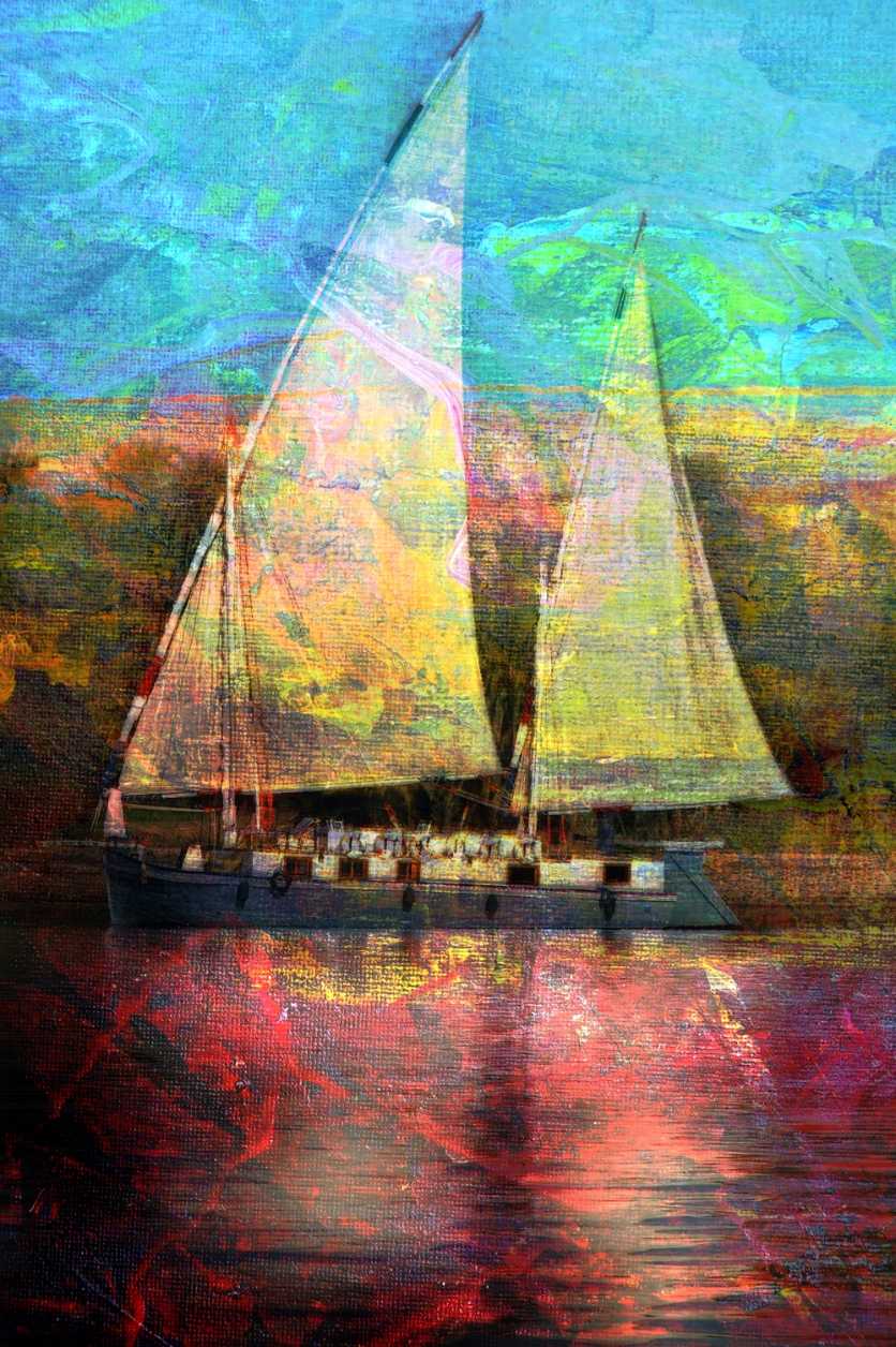 Colourful ship in a Sea