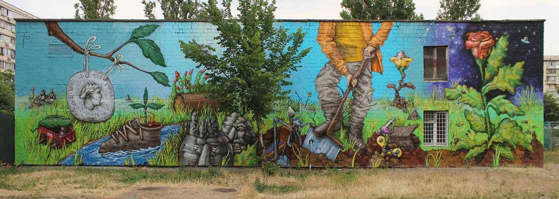 Abstract painting titled 'Agricultural Message' featuring earthy tones and symbolic patterns inspired by rural life and farming culture."