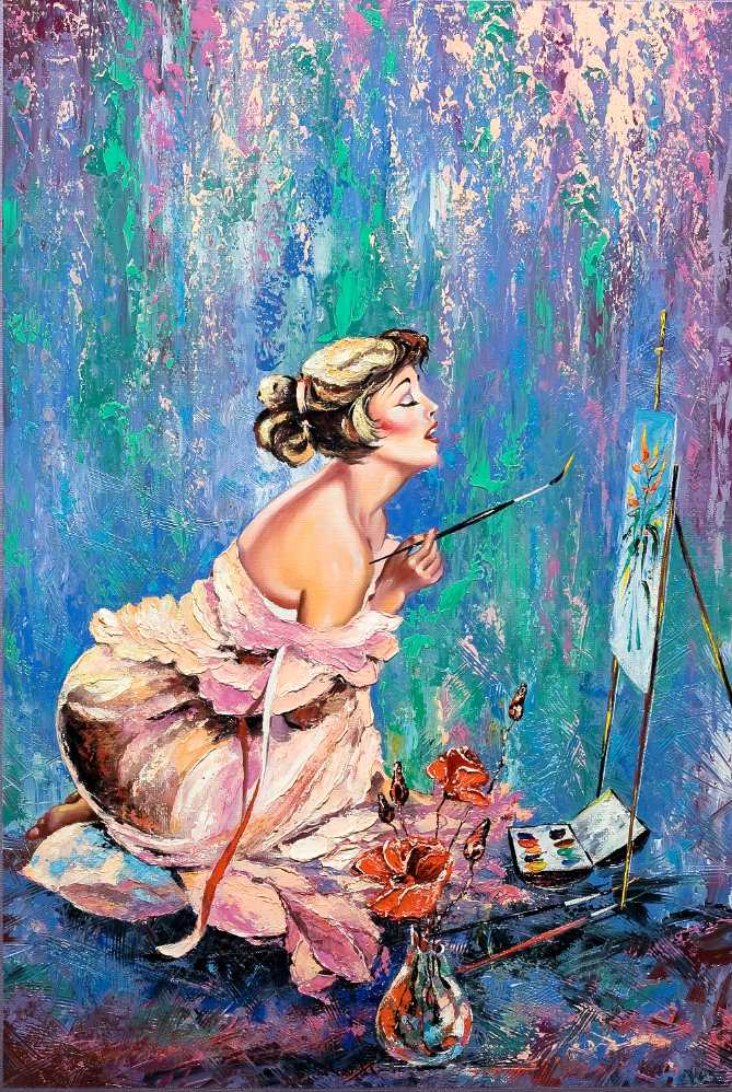 Beautiful girl drawing a picture