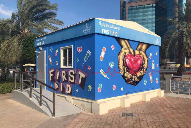 Health care wall graffiti art