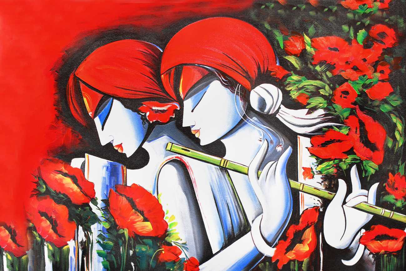 Lord Radha Krishna with flute